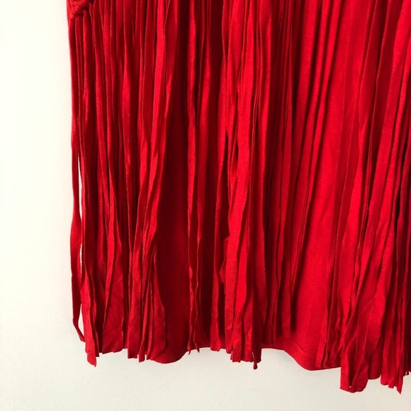 Bright Red Tank Top with Fringe - Picture 3 of 5